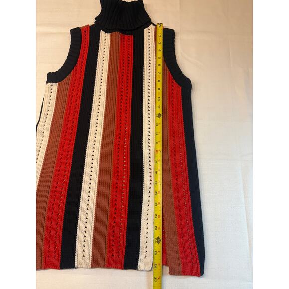 Derek Lam 10 Crosby Multi Color Striped Sleeveless Knit Turtleneck Sweater Sz S - Picture 4 of 10